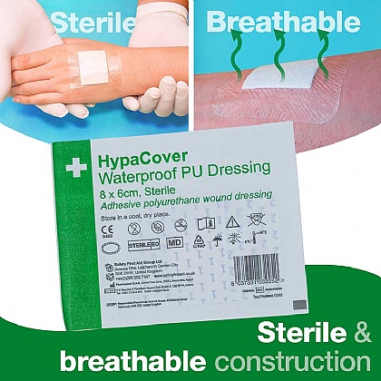 8 6cm X 6cm HypaCover Adhesive Dressing Safety First Aid